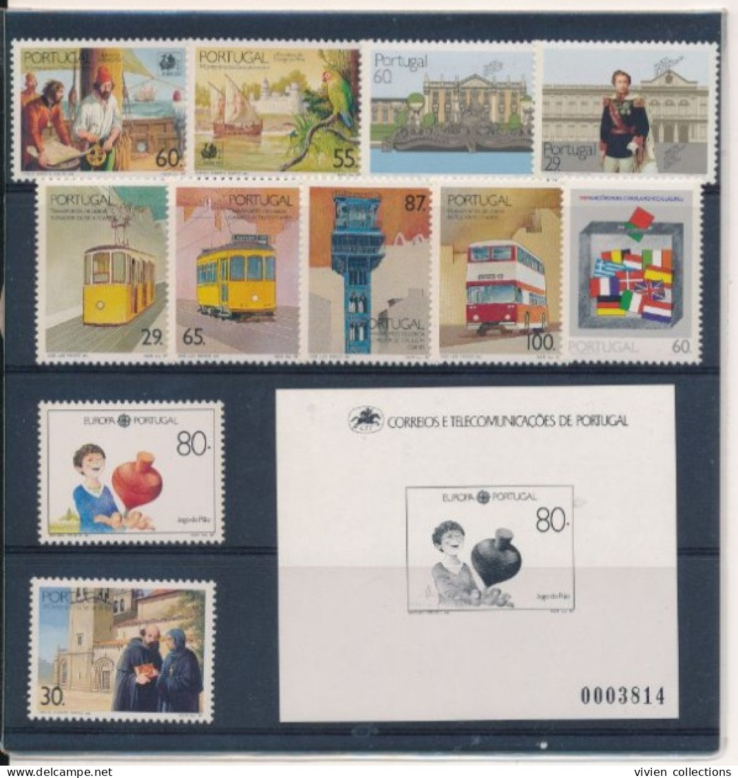 Portugal 1989 Année Complète Neufs ** En Pochette Souvenir Avec Bloc épreuve Europa Jeux D'enfants (timbres Recto/verso) - Neufs