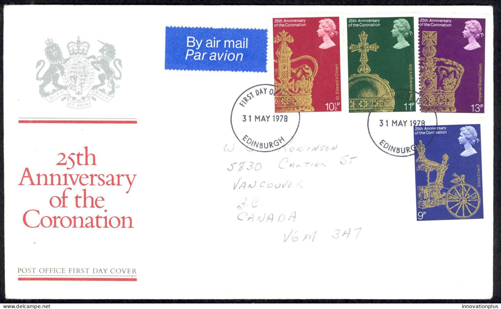 Great Britain Sc# 835-838 FDC 1978 5.31 Coronation 25th - 1971-1980 Em. Décimales