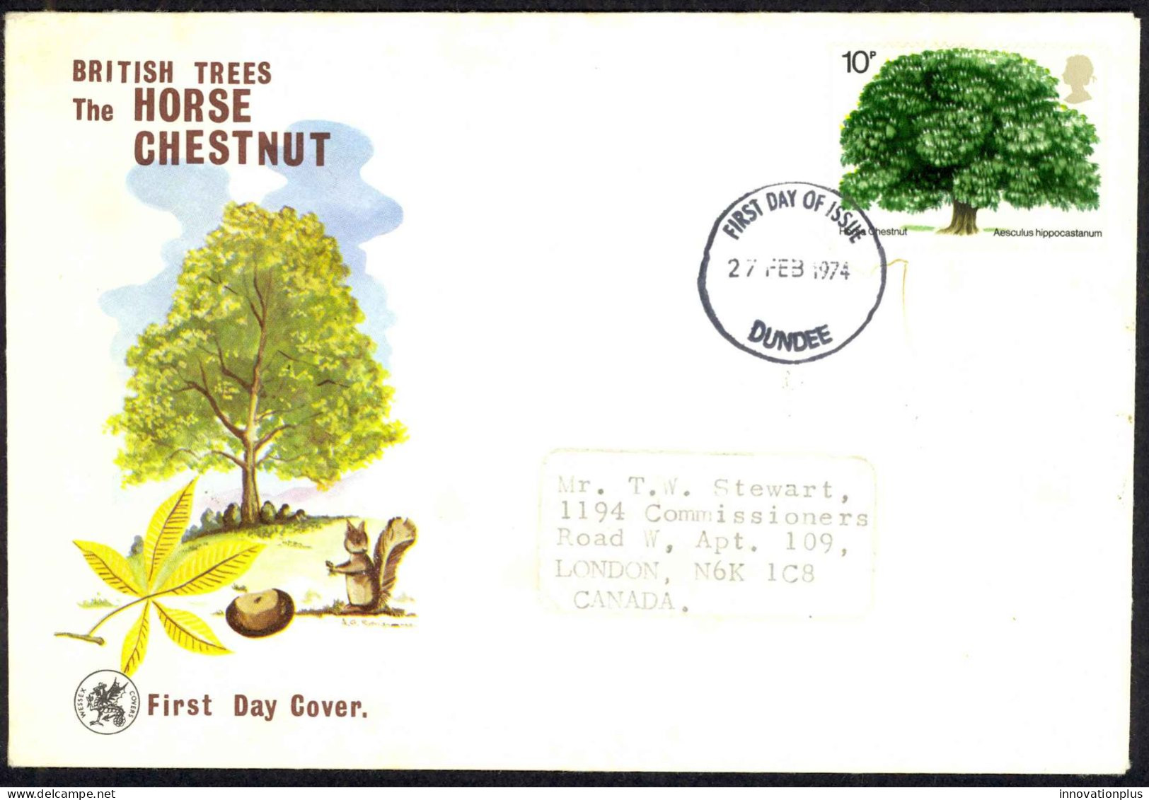 Great Britain Sc# 715 FDC 1974 2.27 Horse Chestnut - 1971-1980 Decimal Issues