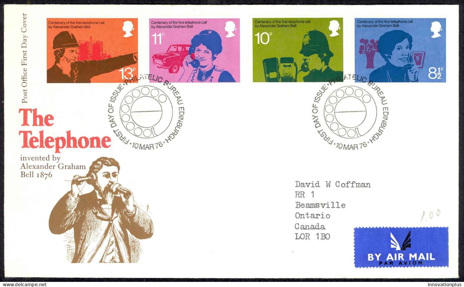 Great Britain Sc# 777-780 FDC 1976 3.10 Telephone - 1971-1980 Em. Décimales