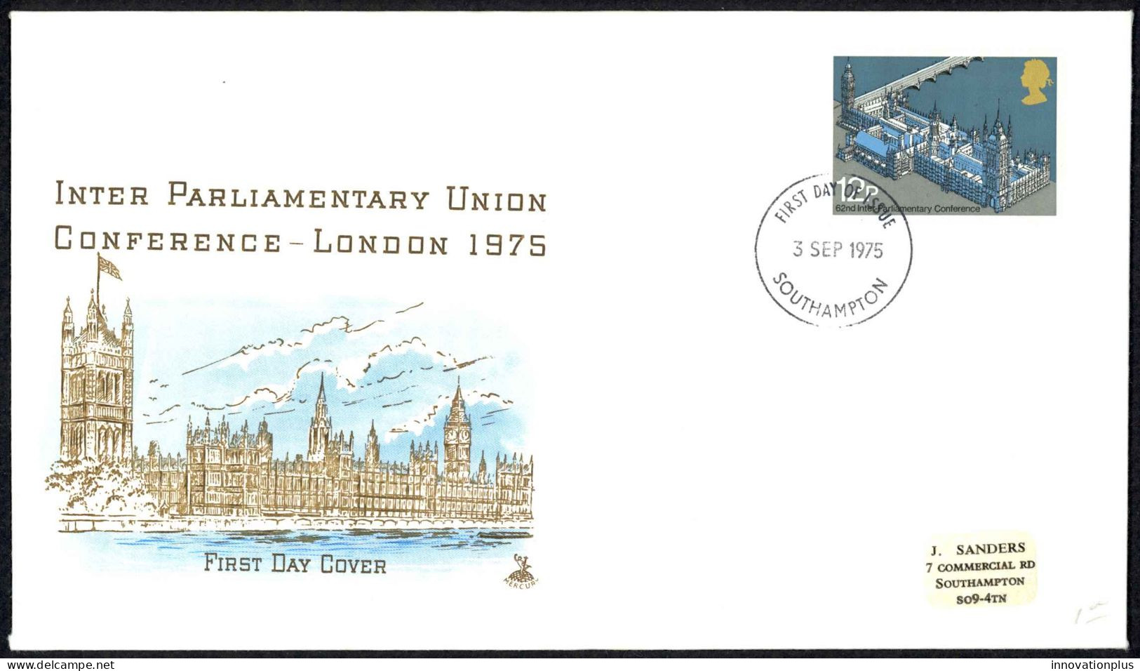 Great Britain Sc# 753 FDC (a) 1975 9.3 62nd Inter-Parliamentary Conference - 1971-1980 Em. Décimales
