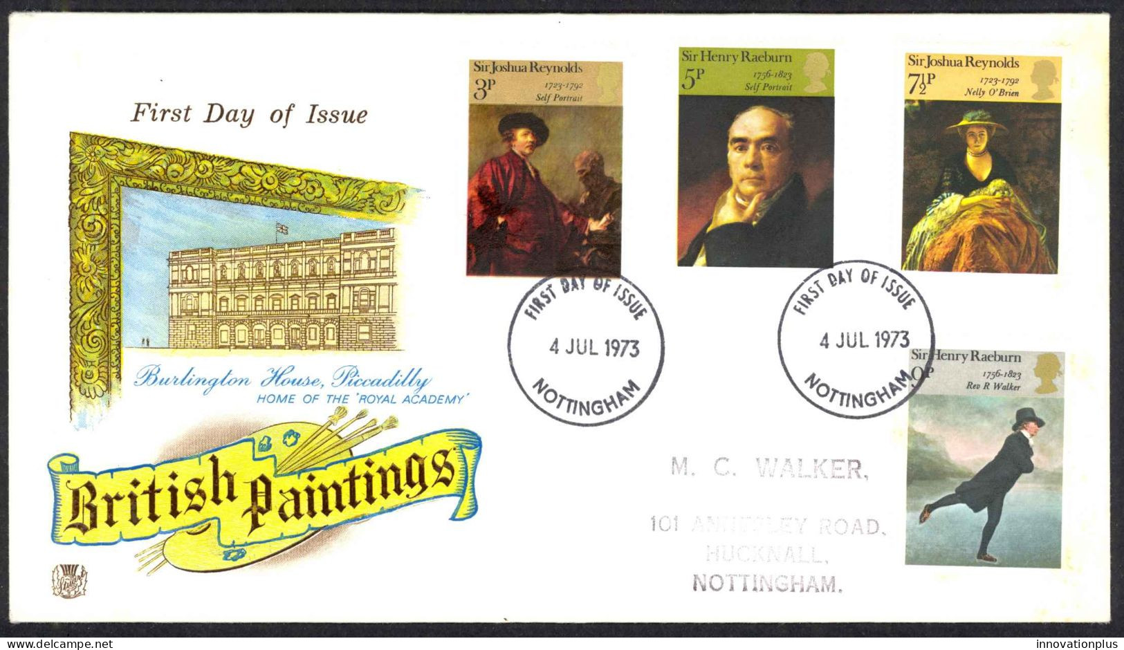 Great Britain Sc# 697-700 FDC (a) 1973 7.4 Painters - 1971-1980 Em. Décimales