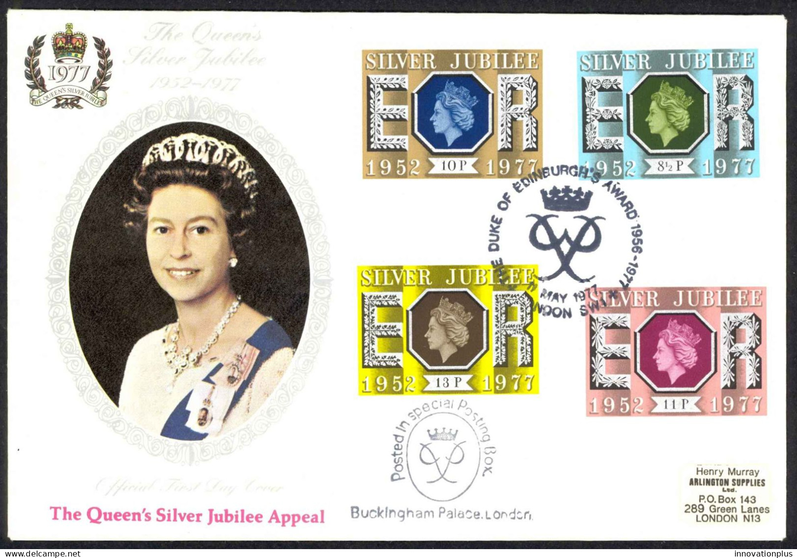 GB Sc# 810-814 (no 9p) FDC (a) (Buckingham Palace) 1977 6.15 QEII Silver Jubilee - 1971-1980 Decimal Issues