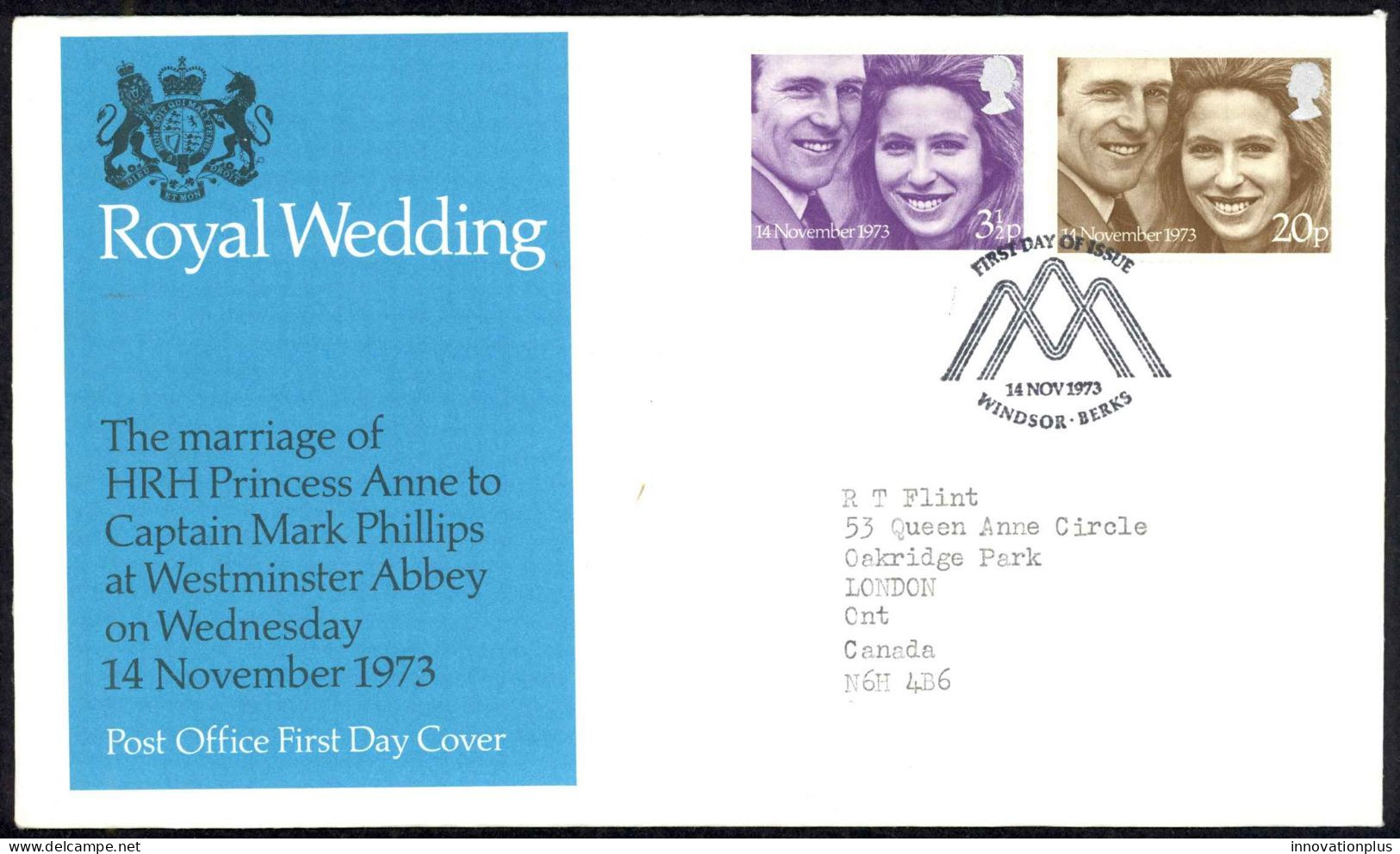 Great Britain Sc# 707-708 (Windsor, Berks) FDC (c) 1973 11.14 Royal Wedding - 1971-1980 Decimal Issues
