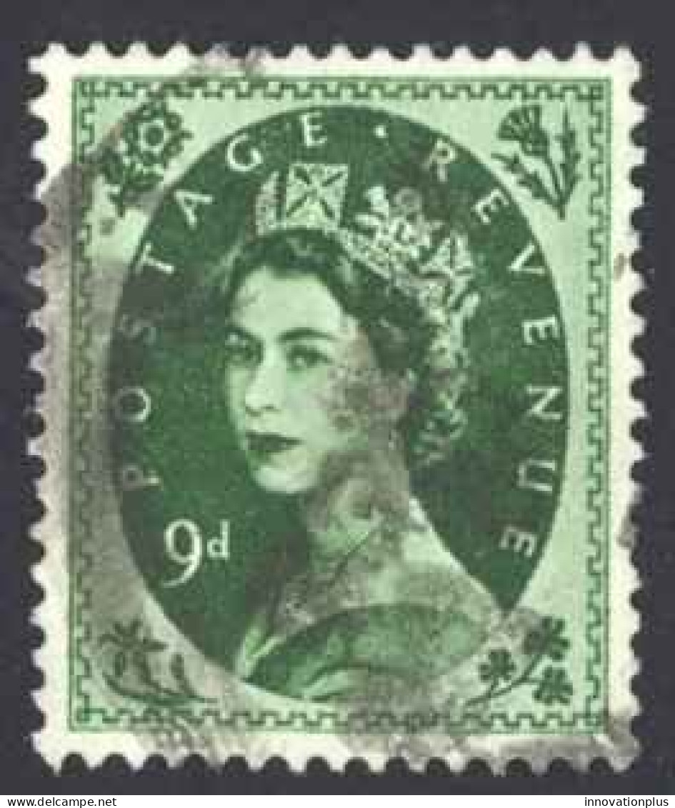 Great Britain Sc# 303 Used (a) 1952-1954 9p Deep Olive Green Queen Elizabeth - Usati
