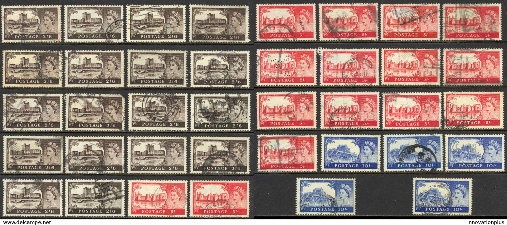 Great Britain Sc# 309-311 Assorted Used Lot/38 1955 2sh6p-10sh Elizabeth II - Usati