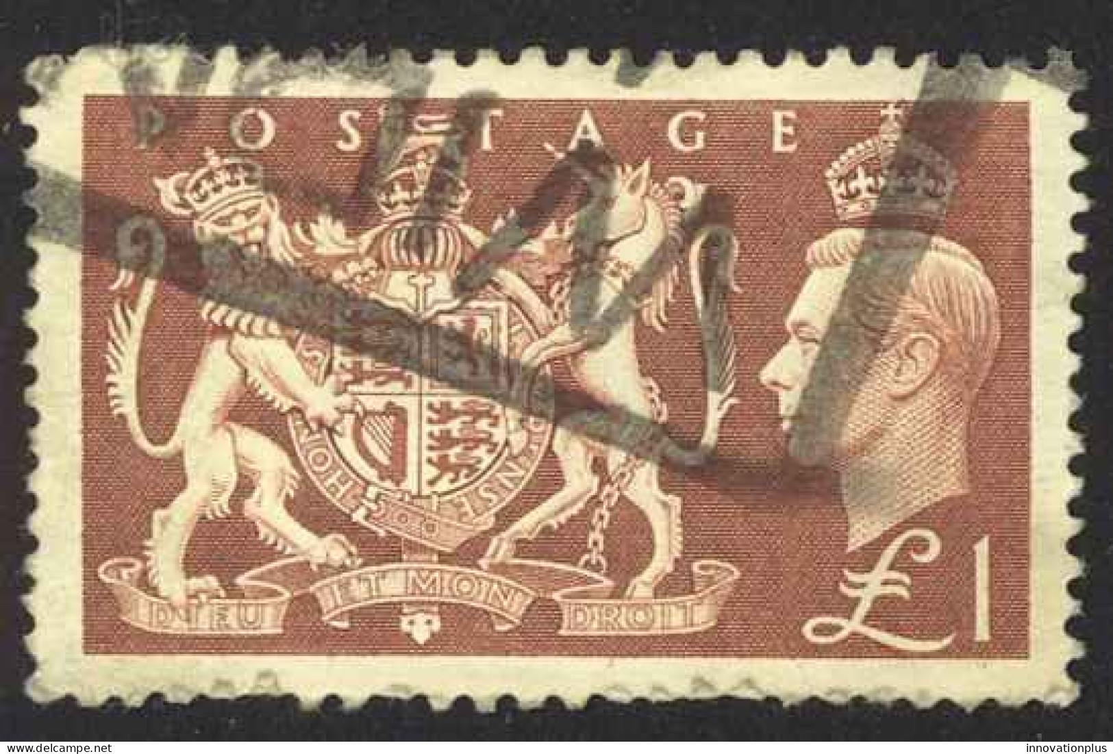 Great Britain Sc# 289 Used (b) 1951 £1 Royal Arms - Usati