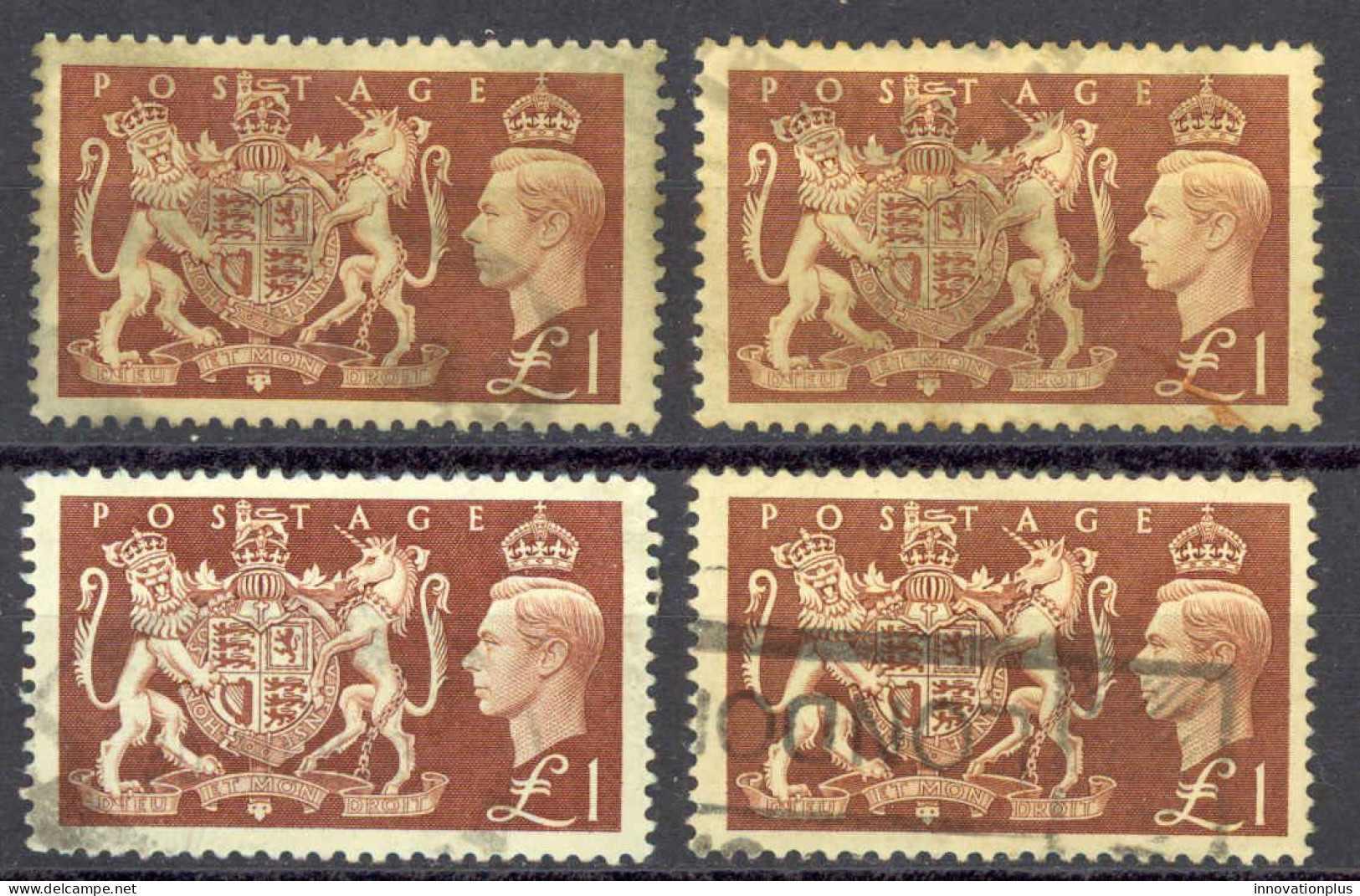 Great Britain Sc# 289 Used Lot/4 1951 £1 King George VI - Usati