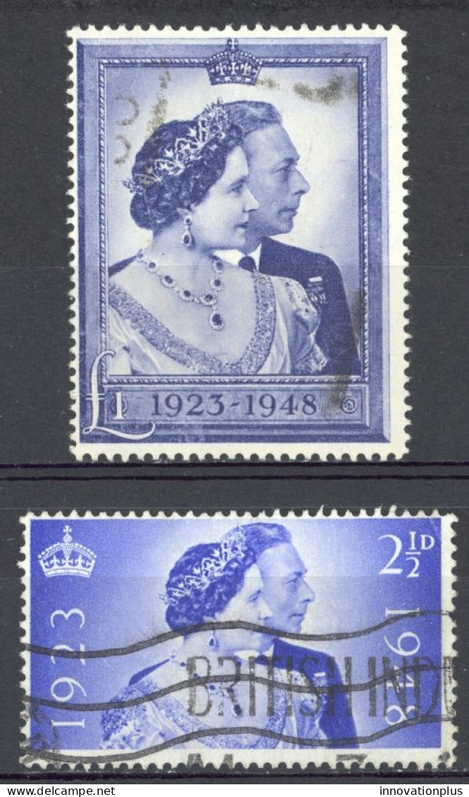 Great Britain Sc# 267-268 Used 1948 2½p-£1 King George VI & Queen Elizabeth - Oblitérés