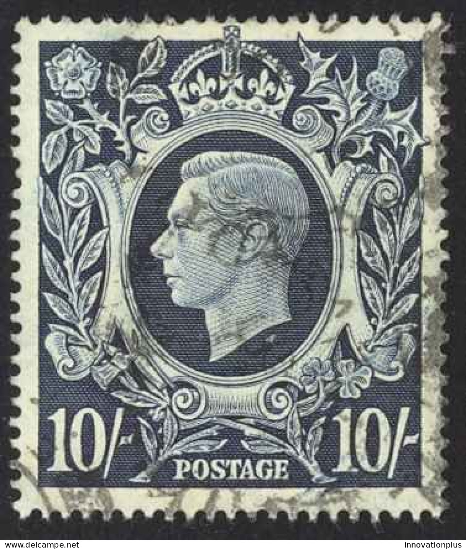 Great Britain Sc# 251 SG# 478 Used (b) 1939 10sh Indigo King George VI - Usati