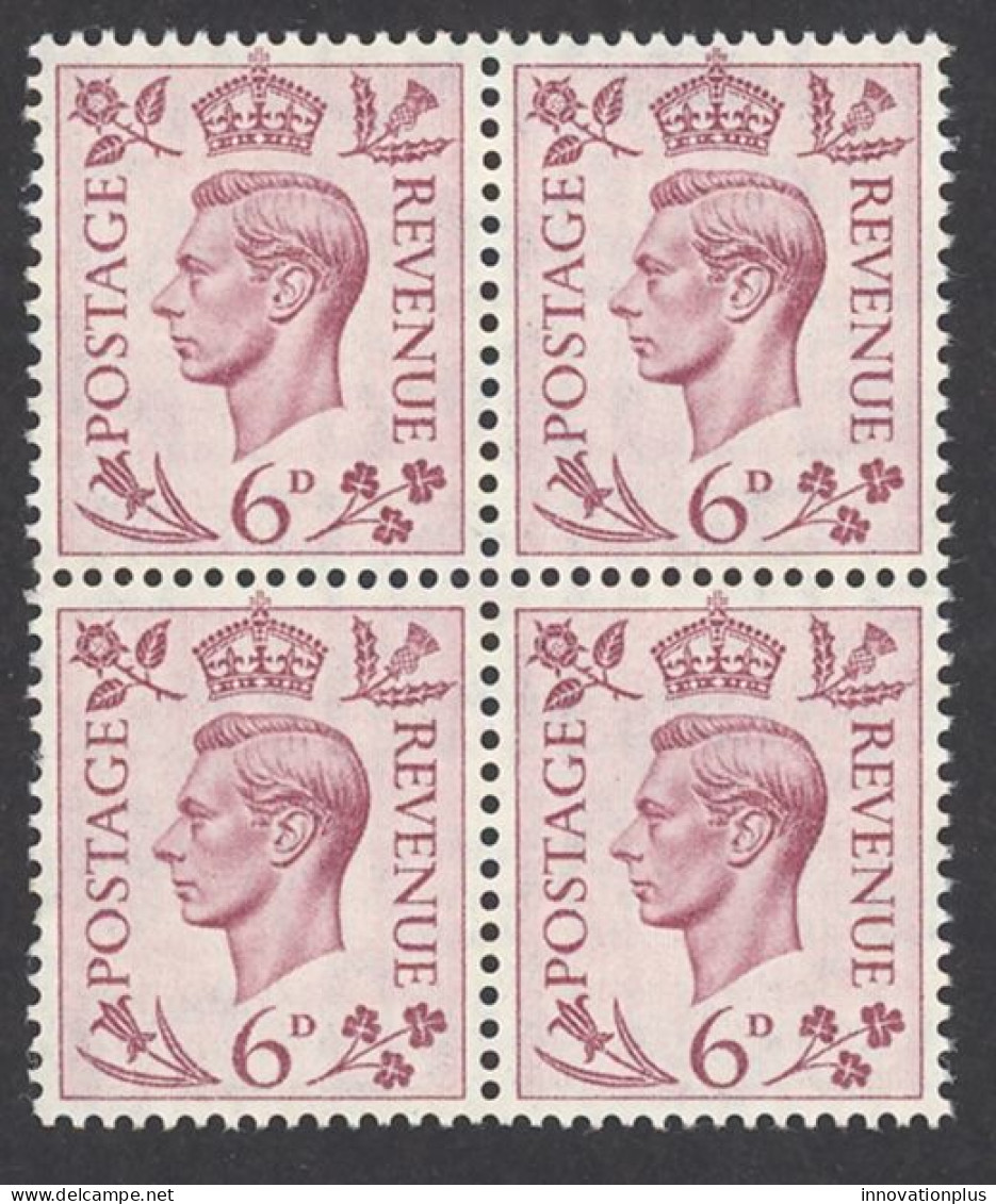 Great Britain Sc# 243 MNH Block/4 1939 6p Rose Lilac King George VI - Nuevos