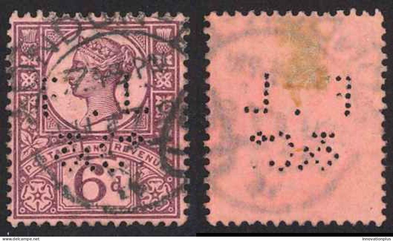 Great Britain Sc# 119 SG# 208 Used Perfin "F. L & Co." 1887 6p Queen Victoria - Unused Stamps