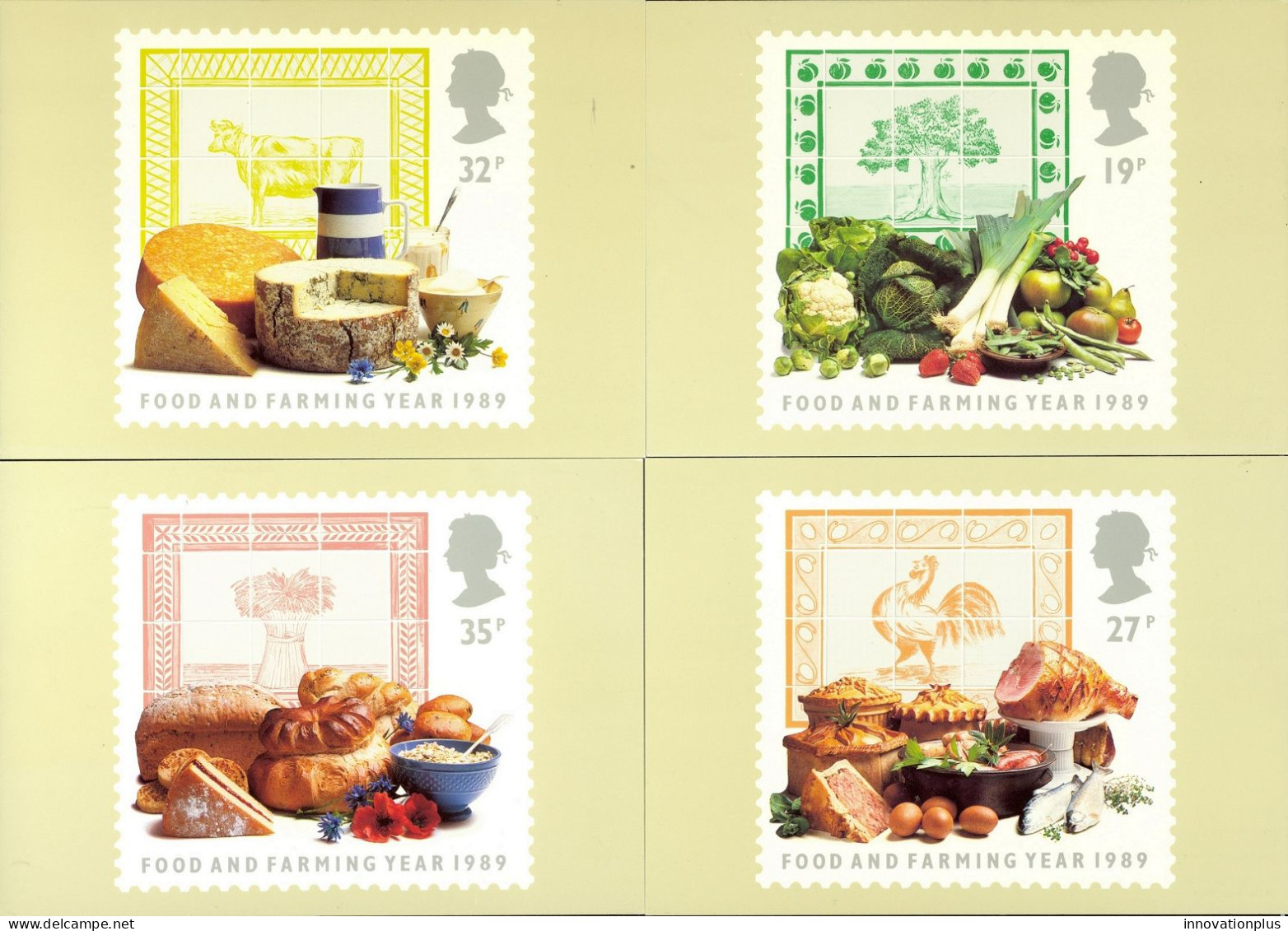 Great Britain Maxi Cards Mint Set/4 1989 Food - Carte Massime