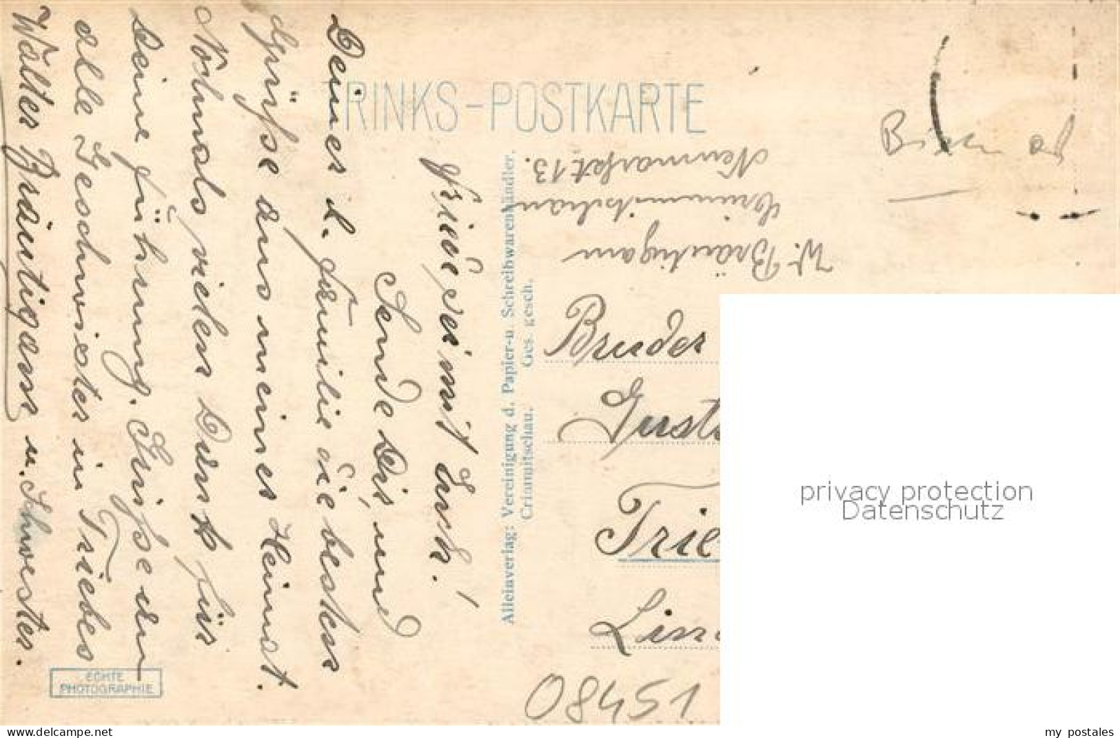 43028571 Crimmitschau Bismarckhain Mit Wettinbrunnen Trinks Postkarte Crimmitsch - Crimmitschau