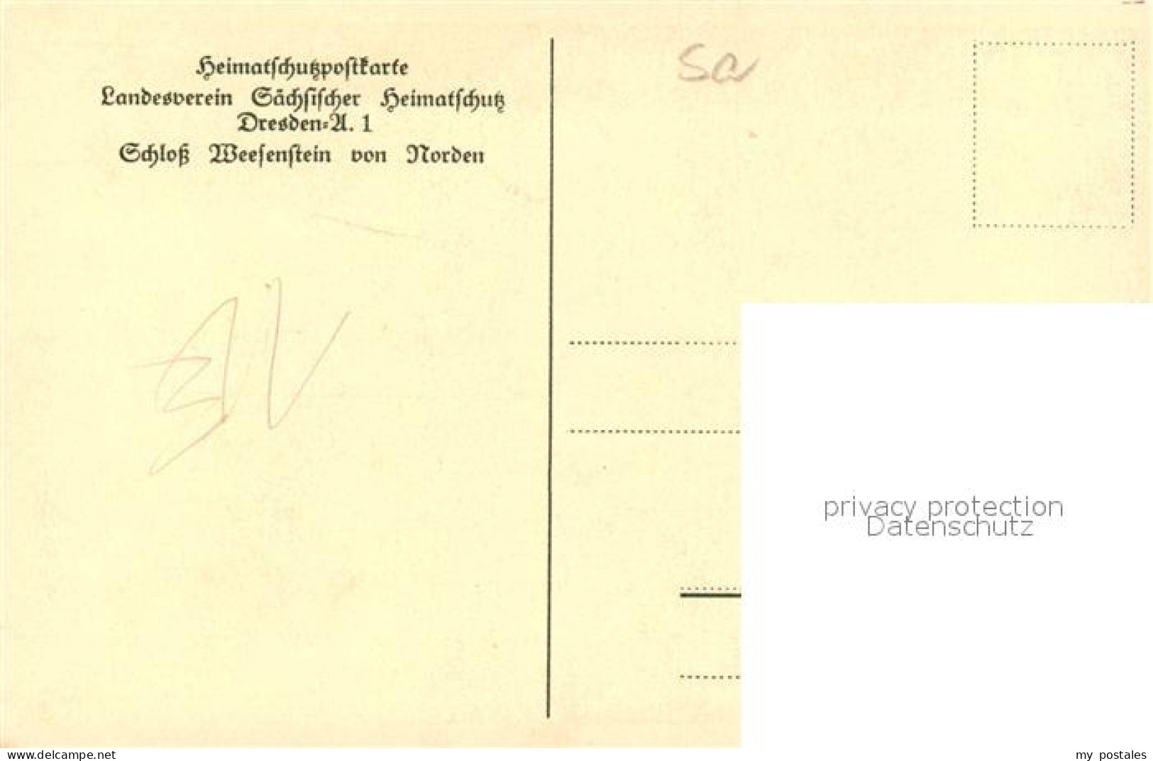43028416 Weesenstein Schloss Saechsicher Heimatschutz Heimatschutzpostkarte Wees - Maxen