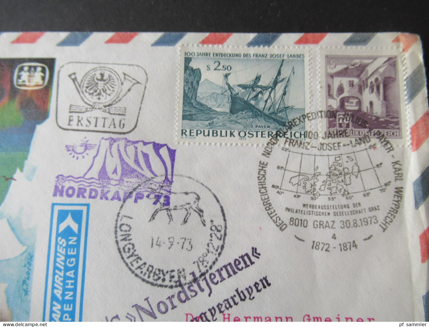 Österreich 1973 Sonderbeleg / Polarpost M/S Nordstjernen Nordkapp 1973 / Arktisbrief 1973 Mit Sonderstempel - Brieven En Documenten
