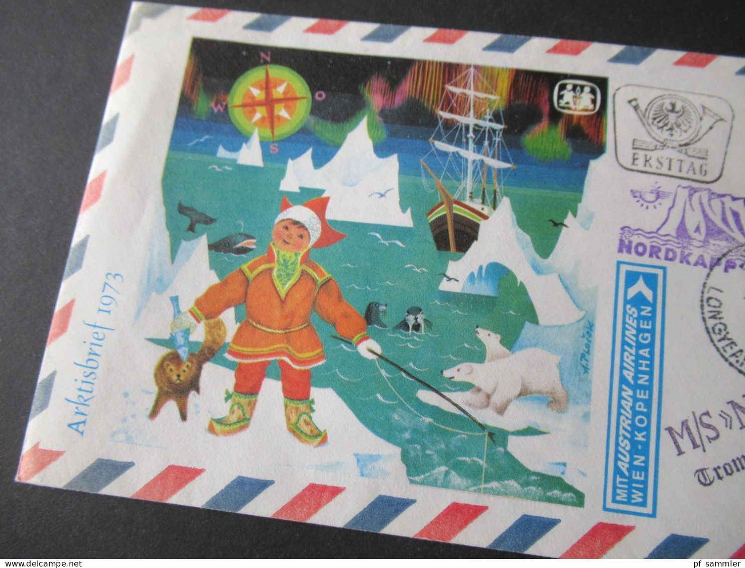 Österreich 1973 Sonderbeleg / Polarpost M/S Nordstjernen Nordkapp 1973 / Arktisbrief 1973 Mit Sonderstempel - Storia Postale