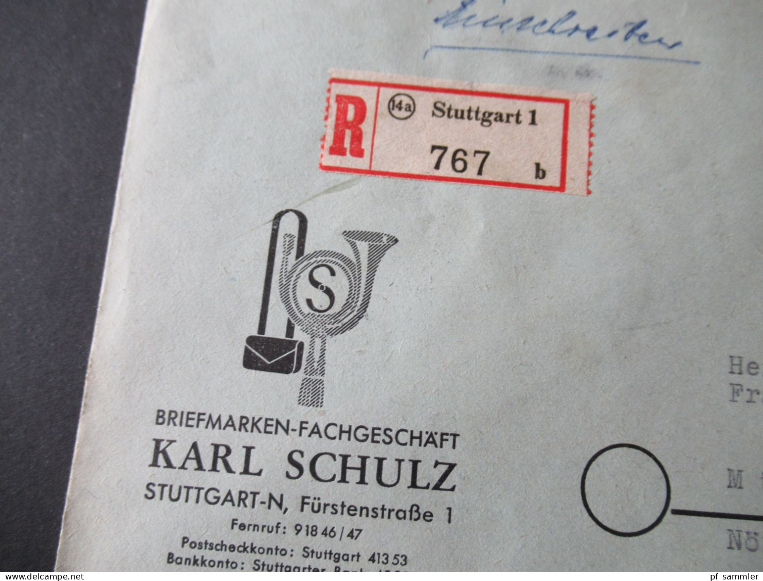 Bizone Bauten Mi.Nr.93 Unterrand EF Einschreiben Stuttgart 1 - München Umschlag Briefmarken Fachgeschäft Karl Schulz - Briefe U. Dokumente