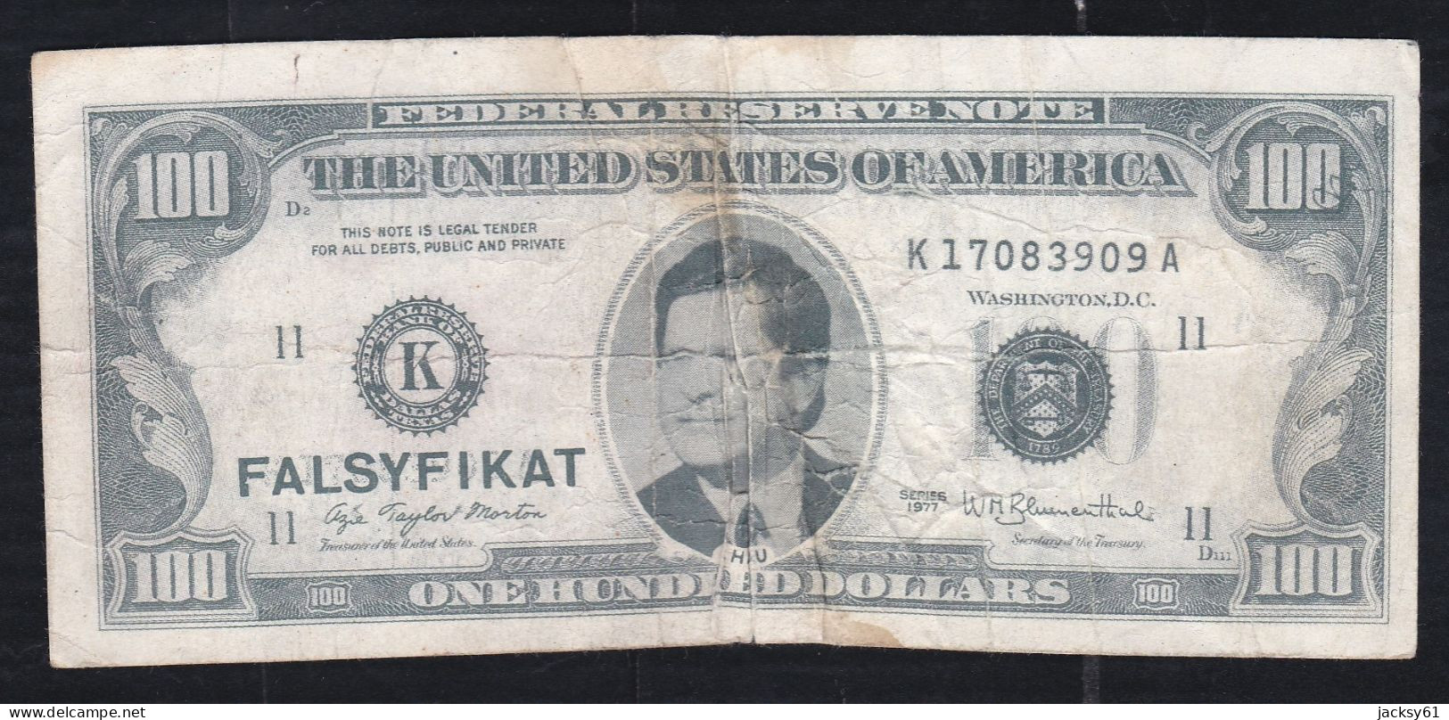 One Hundred Dollars - Falsyfikat - Specimen