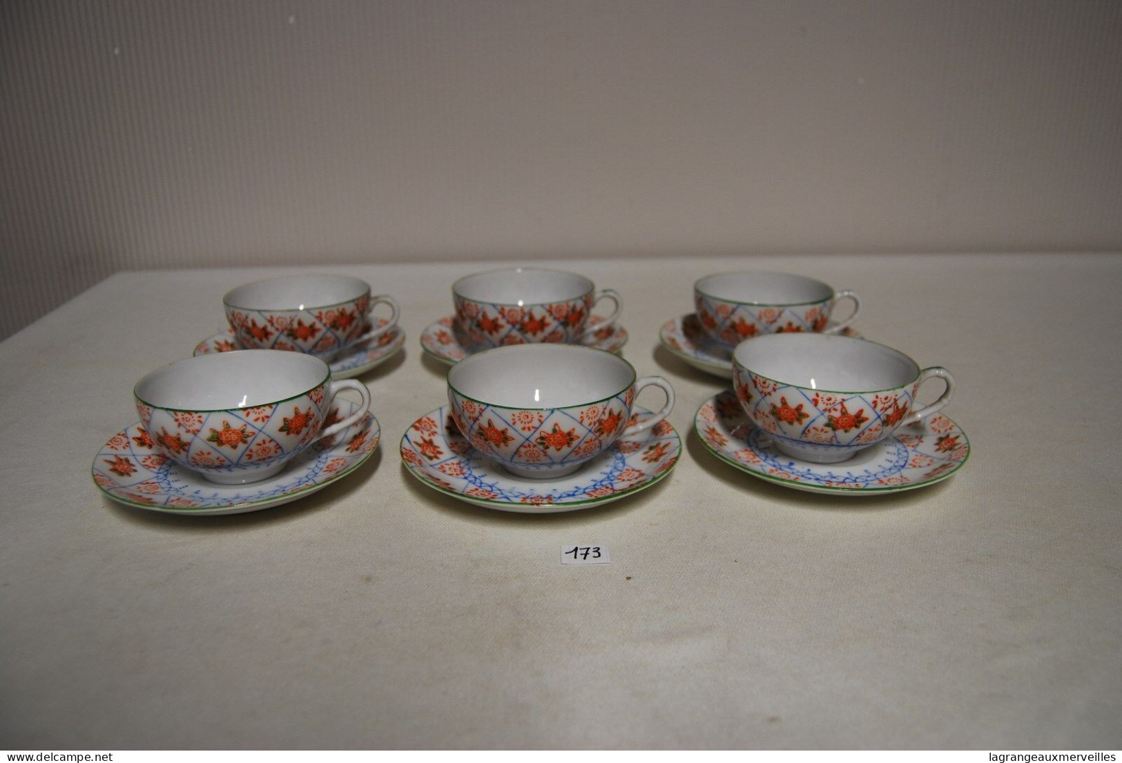 C173 Service à Café - Très Fine Porcelaine - 12 Pcs - Rare Vintage - Kopjes