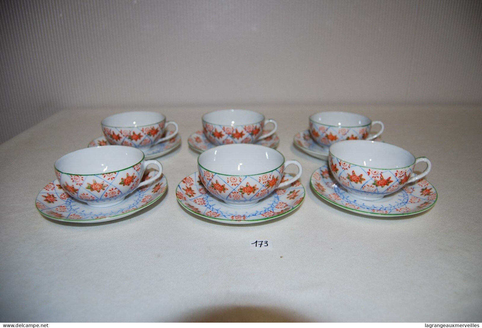 C173 Service à Café - Très Fine Porcelaine - 12 Pcs - Rare Vintage - Kopjes