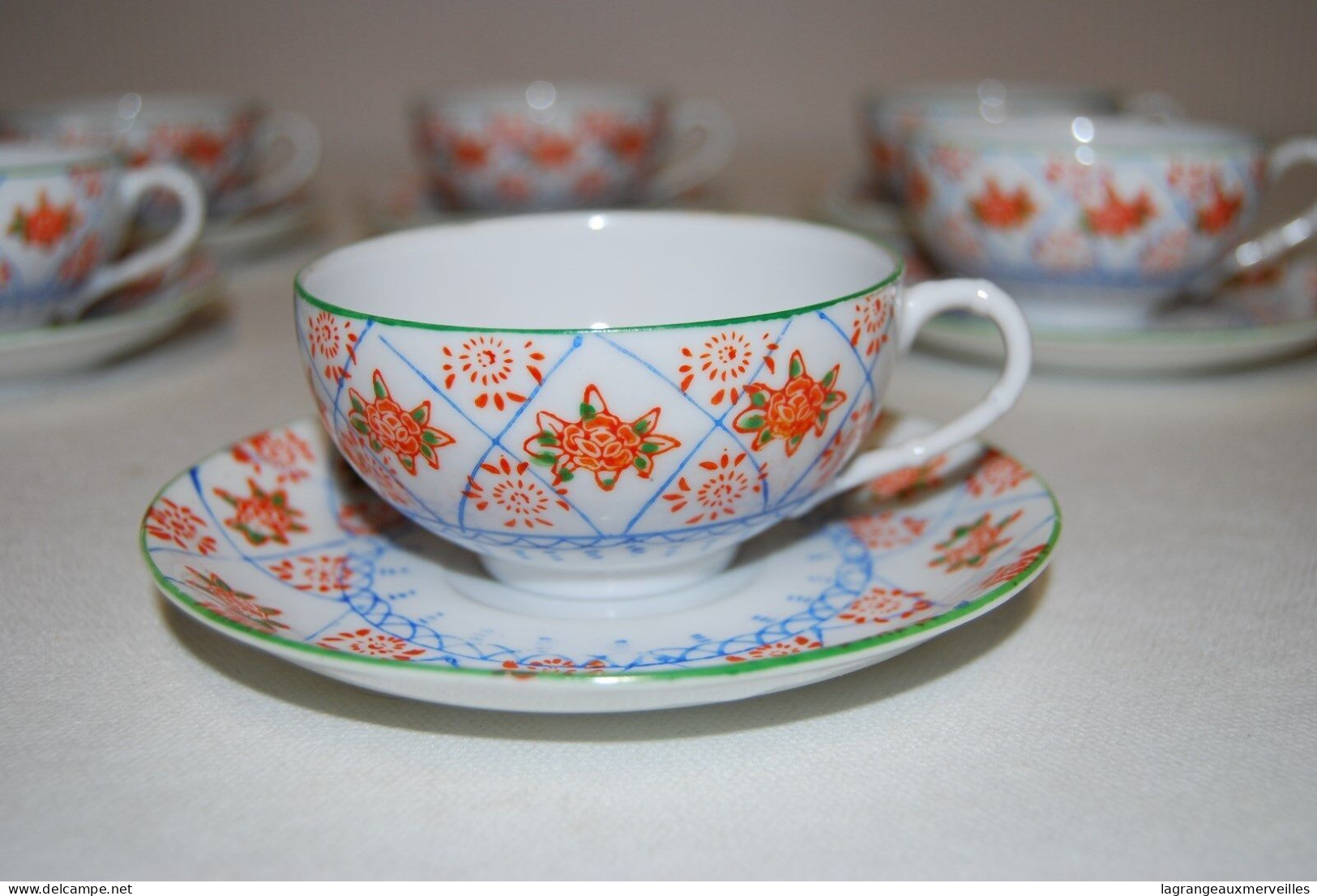 C173 Service à Café - Très Fine Porcelaine - 12 Pcs - Rare Vintage - Tasses