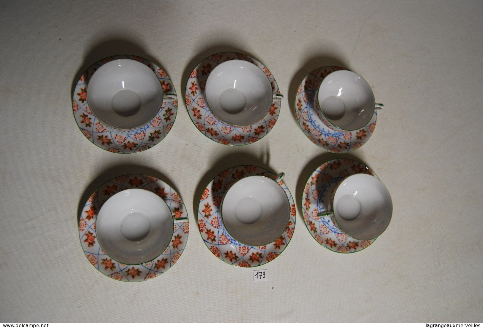 C173 Service à Café - Très Fine Porcelaine - 12 Pcs - Rare Vintage - Cups