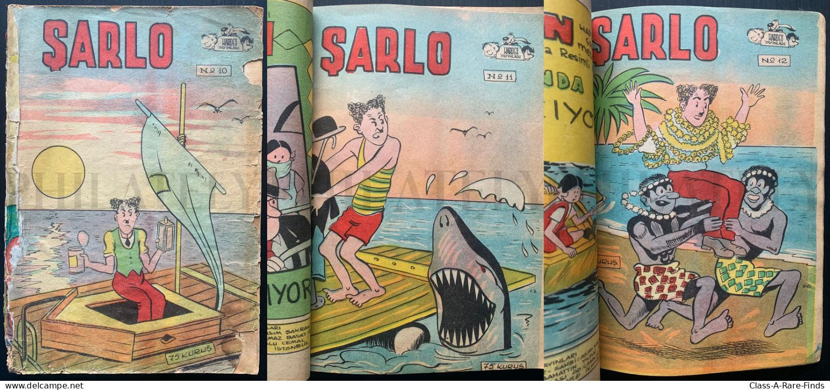 1964 CHARLIE CHAPLIN COMICS "CHARLOTTE" TURKISH EDITION "SARLO" By KARDES - VOL. 4 (Nos: 10-11-12) & GASTON LAGAFFE - Stripverhalen & Mangas (andere Talen)