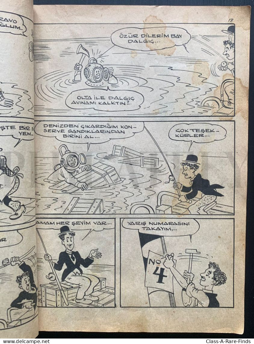 1964 CHARLIE CHAPLIN COMICS "CHARLOTTE" TURKISH EDITION "SARLO" by KARDES - VOL. 4 (Nos: 10-11-12) & GASTON LAGAFFE