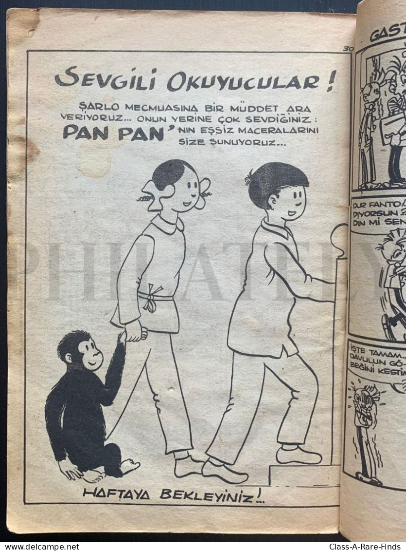 1964 CHARLIE CHAPLIN COMICS "CHARLOTTE" TURKISH EDITION "SARLO" by KARDES - VOL. 4 (Nos: 10-11-12) & GASTON LAGAFFE