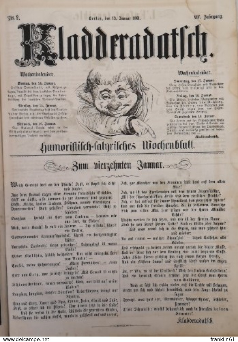 Kladderadatsch. Humoristisch-satyrisches Wochenblatt. 14. Jahrgang.1861. Hefte 1-60 (vollständig). - Andere & Zonder Classificatie