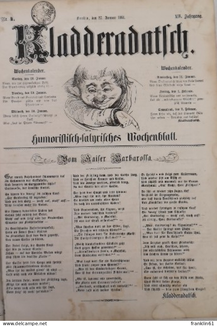 Kladderadatsch. Humoristisch-satyrisches Wochenblatt. 14. Jahrgang.1861. Hefte 1-60 (vollständig). - Altri & Non Classificati
