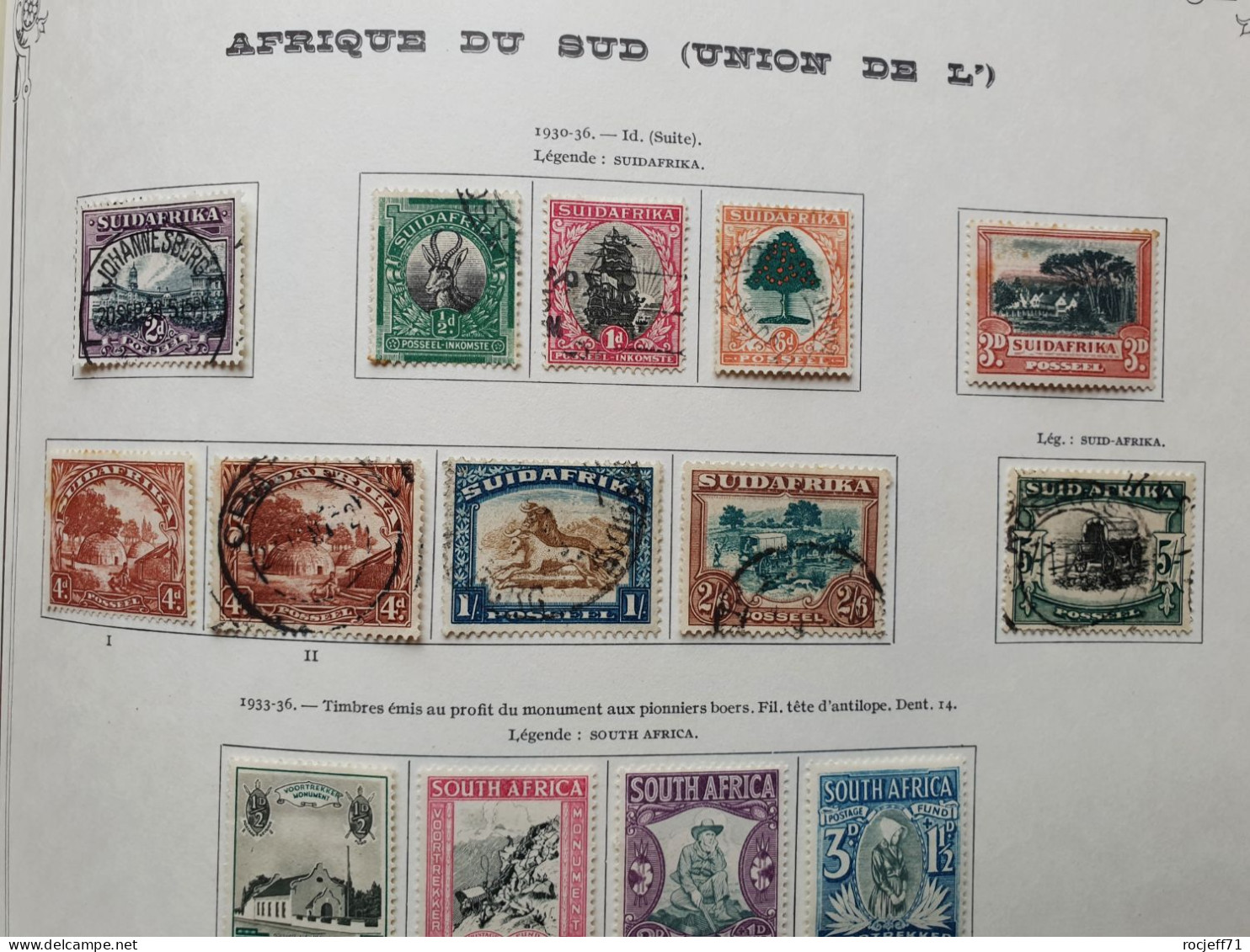 12 - 23 // Afrique du Sud - Belle collection entre 1910 et 1970 sur page d'Album - Cote environs 1150 euros  / 41 scan