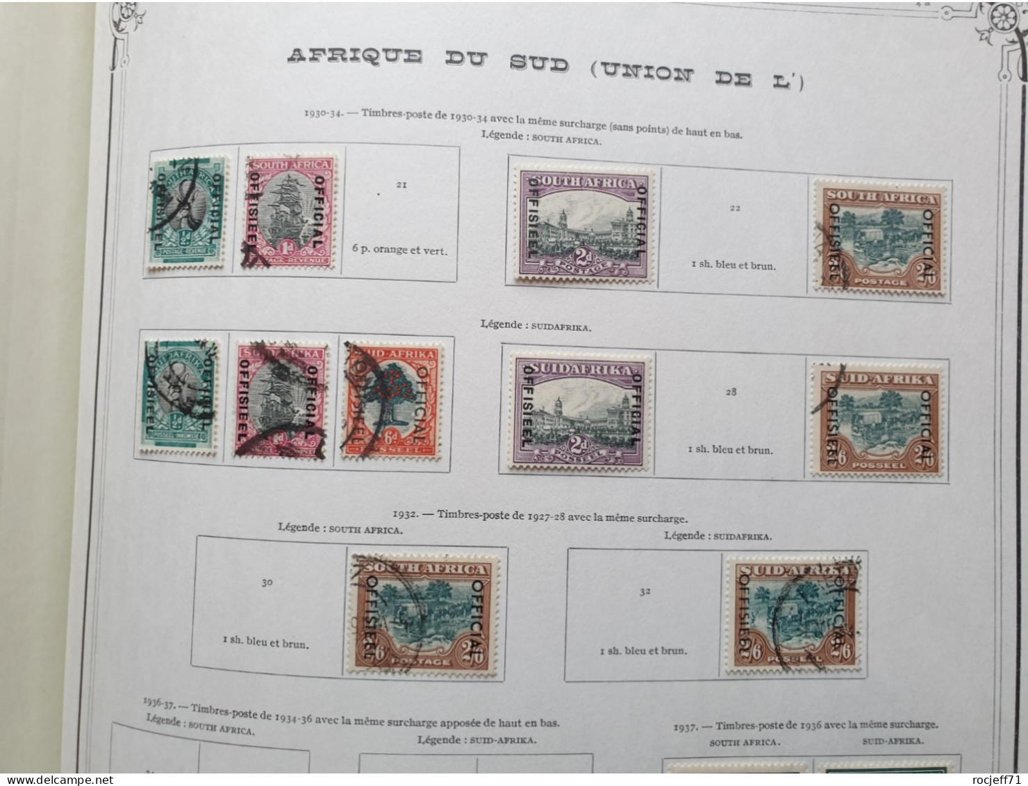 12 - 23 // Afrique du Sud - Belle collection entre 1910 et 1970 sur page d'Album - Cote environs 1150 euros  / 41 scan