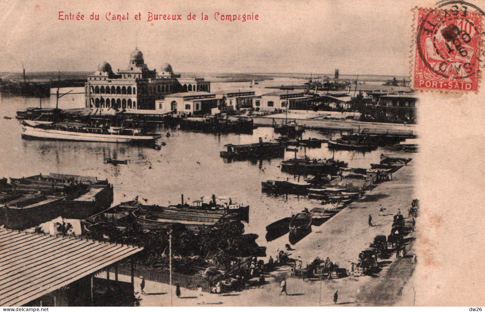 Egypte, Port-Saïd, Entrée Du Canal De Suez Et Bureaux De La Compagnie - Carte Dos Simple De 1903 - Port-Saïd