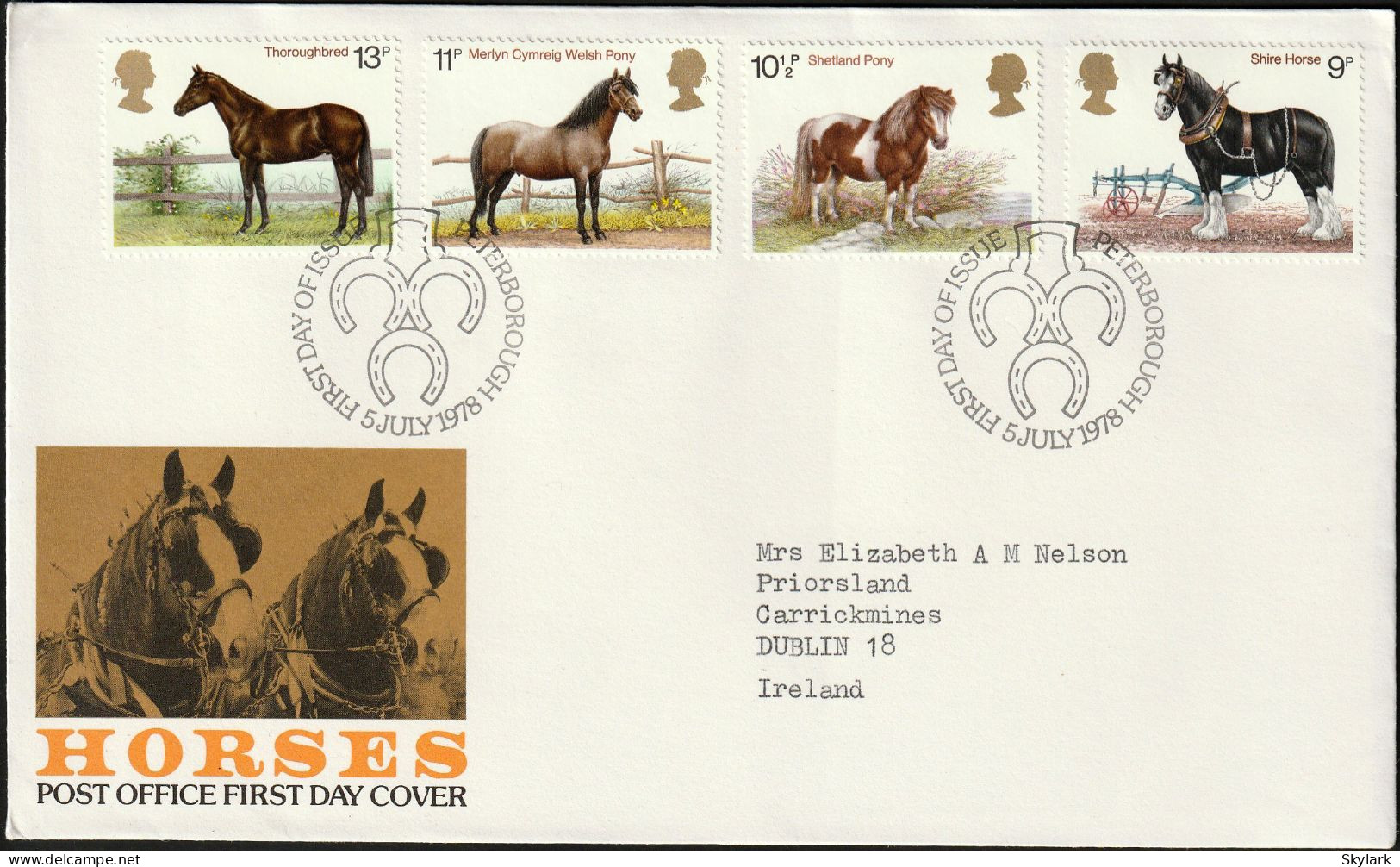 Great Britain   .   1978   .  "Horses"   .   First Day Cover - 4 Stamps - 1971-1980 Decimal Issues