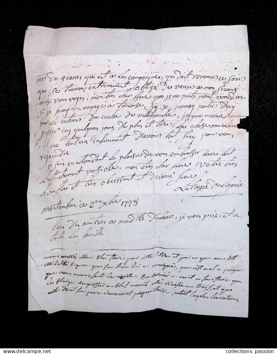 Lettre, Préphilatélie, Précurseurs XVIII E Siècle, 1778, De MONTAUBAN à FIGEAC EU QUERCY, 4 Scans - 1701-1800: Precursors XVIII