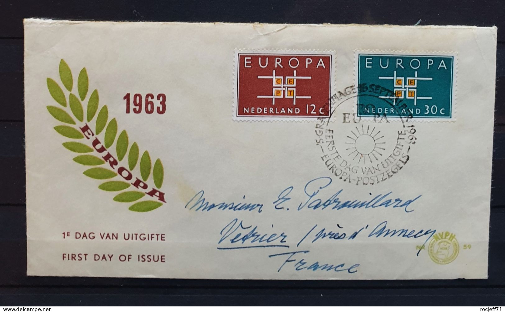 12 - 23 // Nederland  - Europa 1963 Sur Lettre à Destination De Veyrier Du Lac - Haute Savoie - Covers & Documents