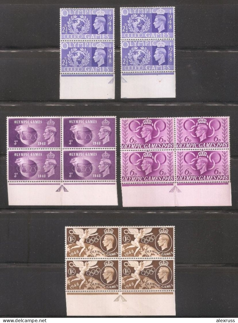 Great Britain 1948,KGVI Olympic Games Issue, Pairs & Blocks Scott # 271-274, VF MNH** (Lot-1) - Nuevos