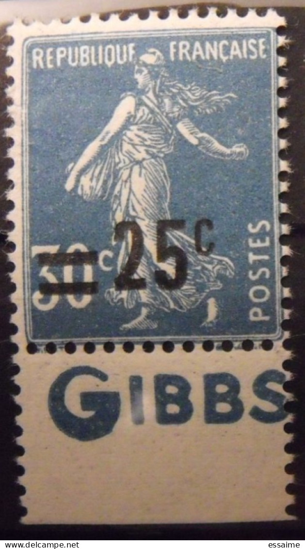 Timbre à Bande Publicitaire. Semeuse N° 217. 25/30 C. Pub Publicité Publicitaires Carnet. Gibbs. Neuf** - Altri & Non Classificati