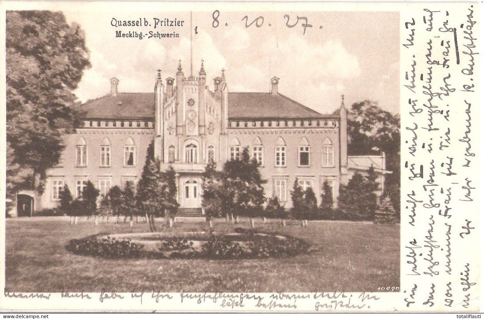 Gutshaus QUASSEL Bei Pritzier Nahe Hagenow Verwandtschaft Des Besitzers Sendet Grüße 10.10.1927 Orsstempel LÜBTHEEN - Hagenow