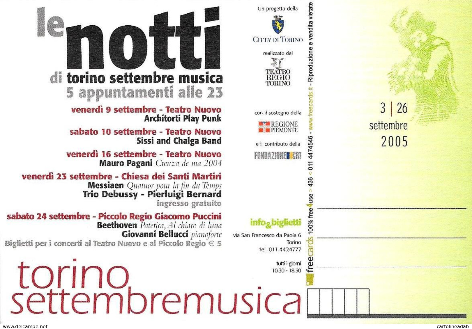 [MD8389] CPM - TORINO - SETTEMBREMUSICA  LE NOTTI - FREECARDS 436 - PERFETTA - Non Viaggiata - Tentoonstellingen