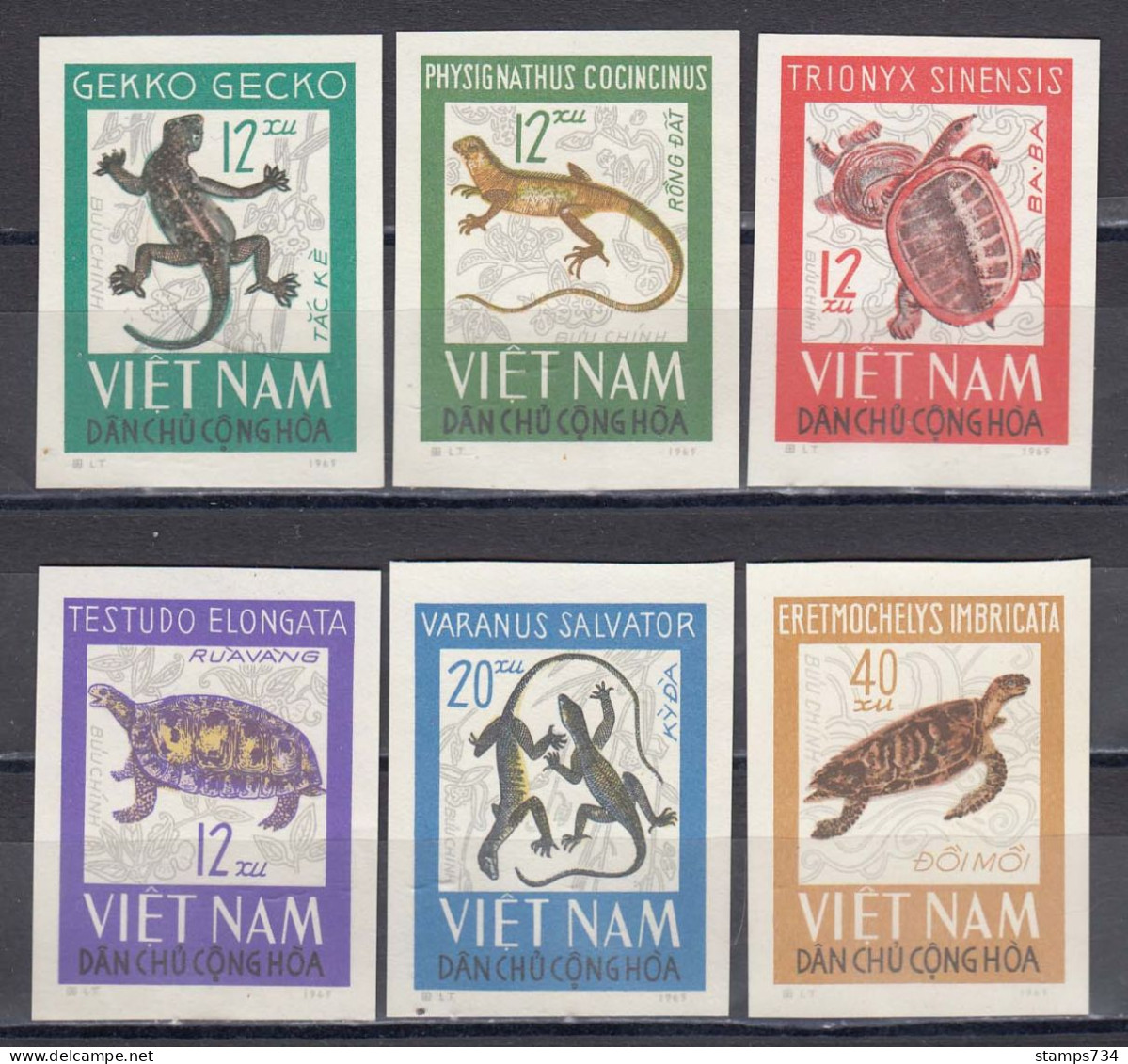 Vietnam Nord 1966 - Reptiles, Mi-Nr. 432/37, Imperforated, MNH** - Viêt-Nam