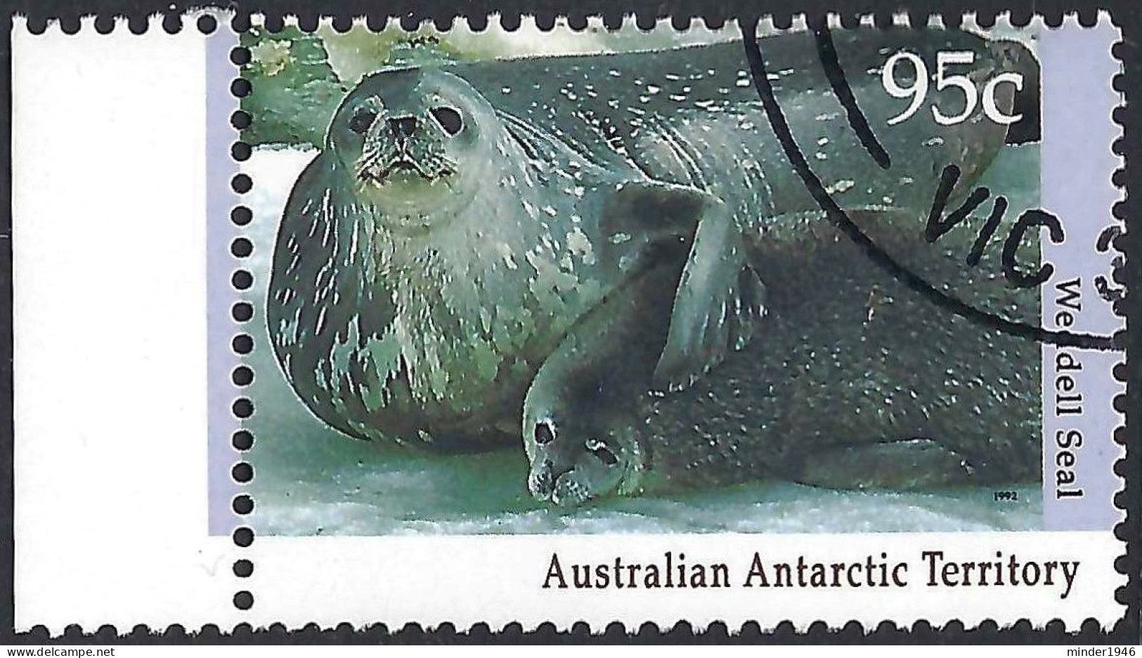 AUSTRALIAN ANTARCTIC TERRITORY (AAT) 1992 QEII 95c Multicoloured, Wildlife-Weadell Seal FU - Gebraucht