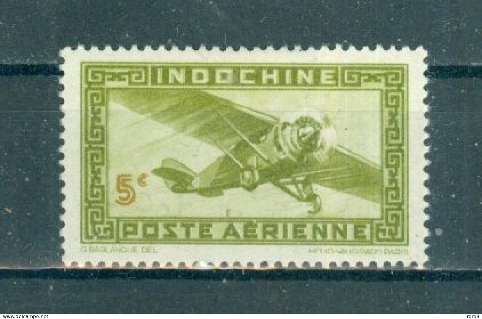 INDOCHINE - P.A. N°24* MH Trace De Charnière SCAN DU VERSO. Type De 1933-38 Sans R.F. - Poste Aérienne