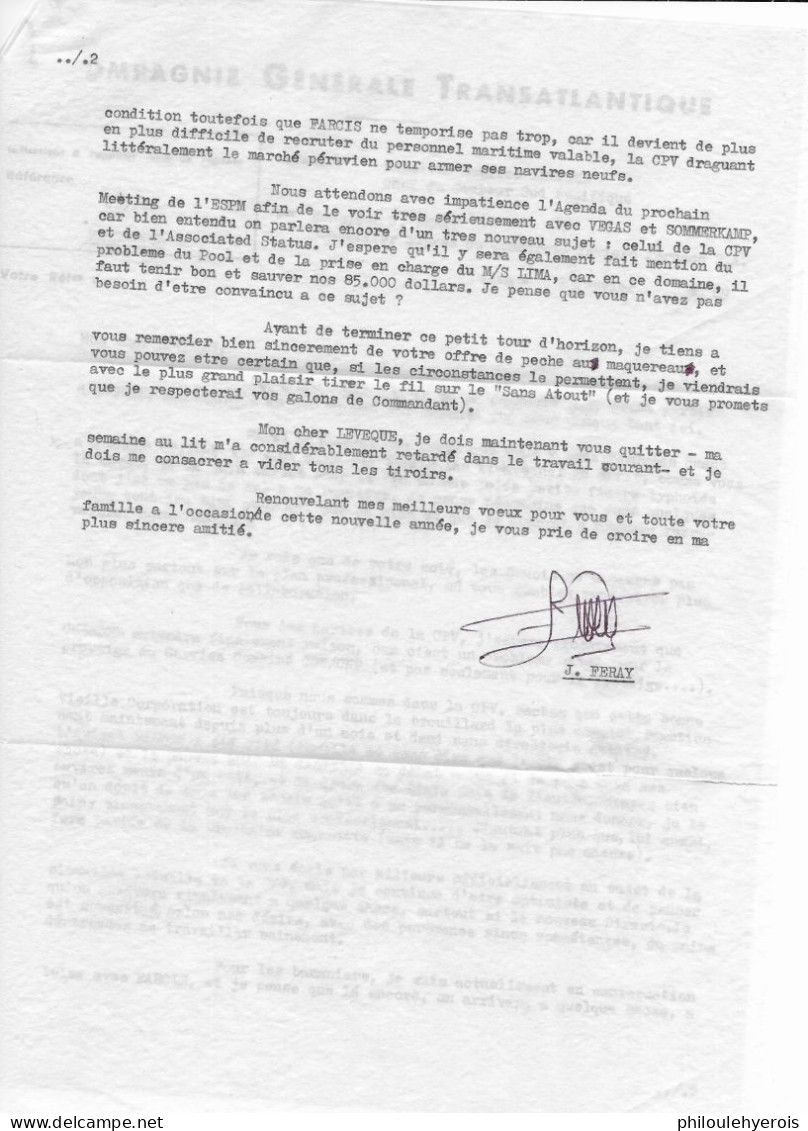 PEROU 1969 Lettre Pour La Cie Gle TRANSATLANTIQUE Secteur Sud Pacifique Bateaux - Otros & Sin Clasificación