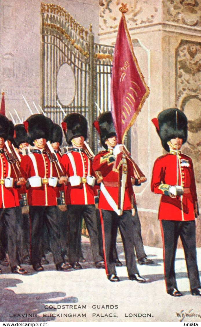 20584  LONDON COLDSTREAM  Guards LEAVING BUCKINGHAM PALACE  ( 2 Scans) - Buckingham Palace