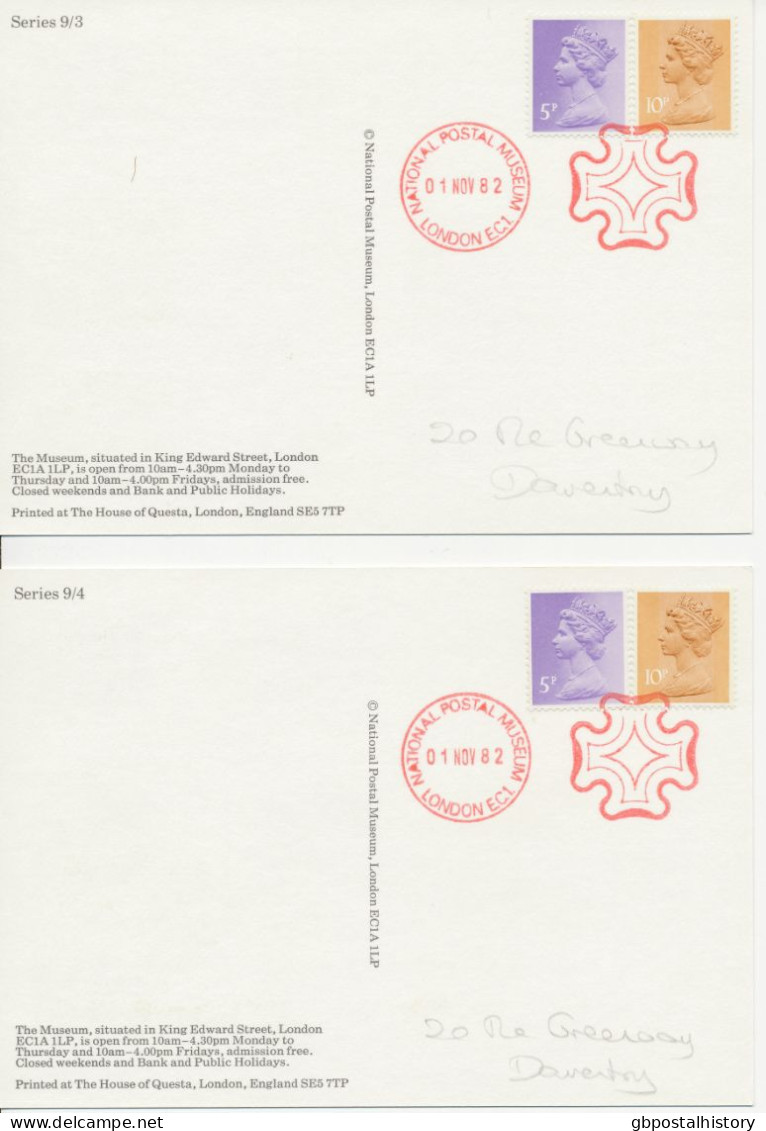 GB SPECIAL EVENT POSTMARKS 1982 NATIONAL POSTAL MUSEUM LONDON EC1. National Postal Museum Cards Series 9/1-4, One Card - Covers & Documents