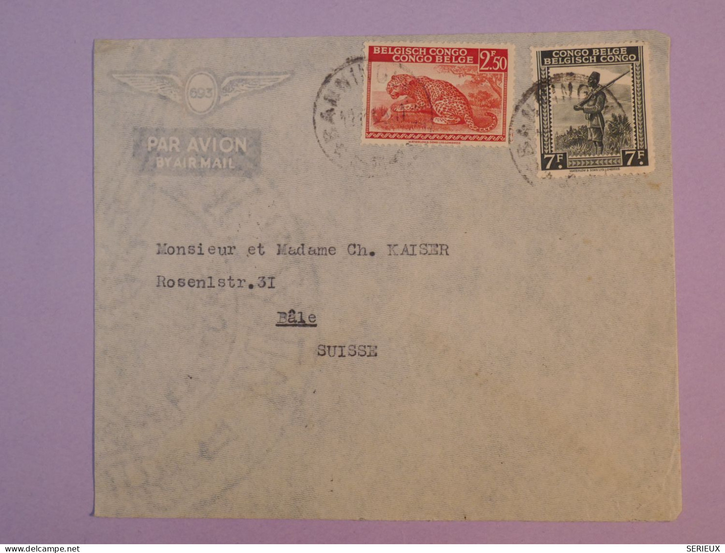 C CONGO BELGE BELLE LETTRE 1937  A BASEL SUISSE   +AFF. INTERESSANT++ + - Cartas & Documentos