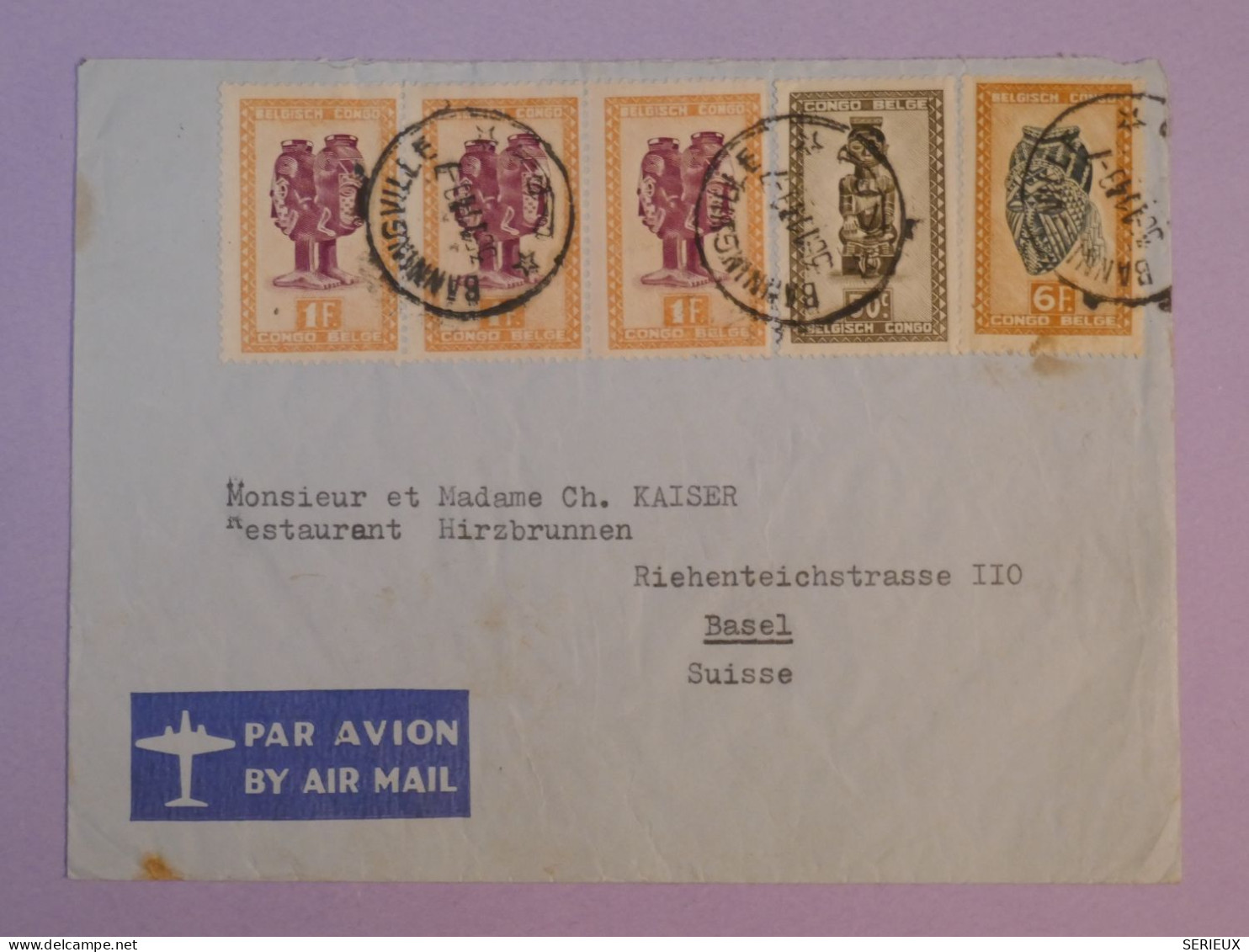 AG48 CONGO BELGE BELLE LETTRE 1937  A BASEL SUISSE   +AFF. INTERESSANT++ + - Brieven En Documenten